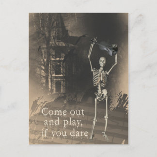 Postal Skeleton con violín te atreve a salir y jugar