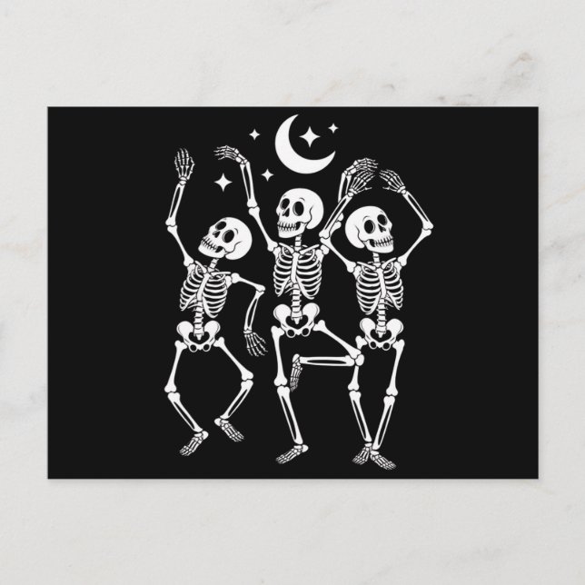 Postal Skeleton Dancing Happy Halloween Fall Skull (Anverso)