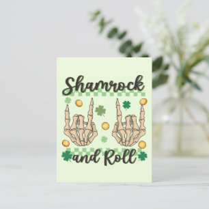 Postal Skeleton de mano de Shamrock y Roll