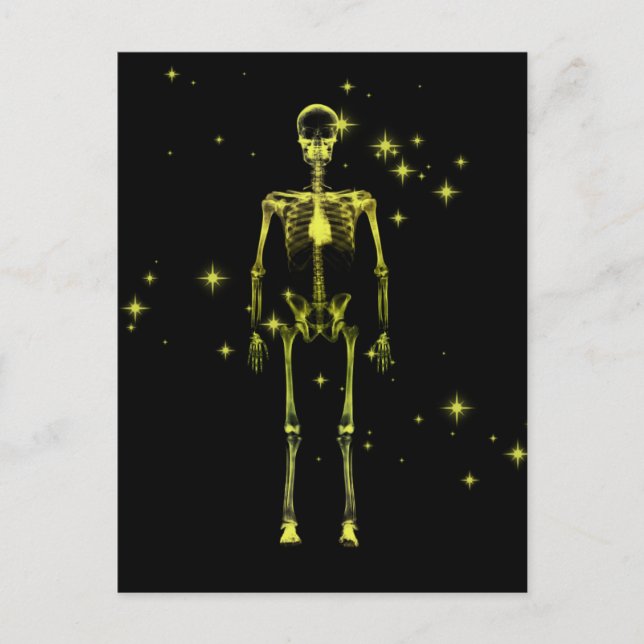 Postal Skeleton de rayo X espumoso - Amarillo (Anverso)