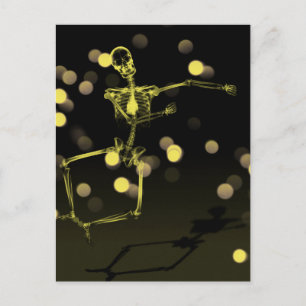 Postal Skeleton de rayos X bailando - Amarillo