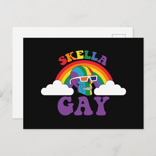 Postal Skeleton Skella Gay Rainbow Pride Mes (Anverso / Reverso)