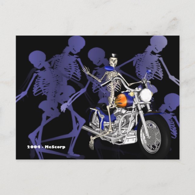 Postal Skeleton Sobre El Chopper - Postcard (Anverso)