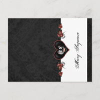Skeletons Black ADD NAME GLOSS Folding Place Card