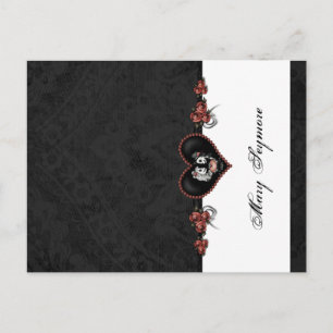 Postal Skeletons Black ADD NAME GLOSS Folding Place Card