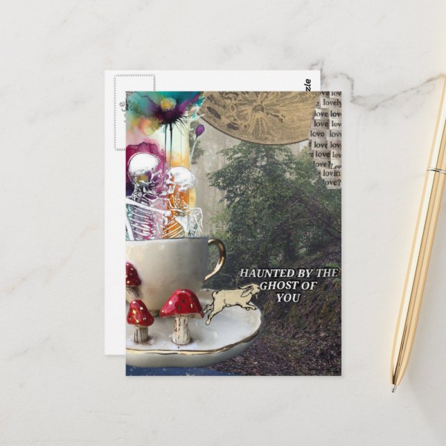 Postal Skeletons Mixed Media Collage Ghost of You (Anverso/Reverso In Situ)