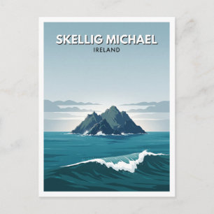 Postal Skellig Michael Acantilado y Oleaje Atlántico Rega