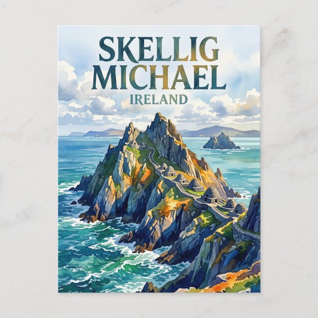 Postal Skellig Michael, Portmagee, Condado de Kerry, Irla (Anverso)