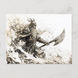 Postal sketched representation of a Viking god