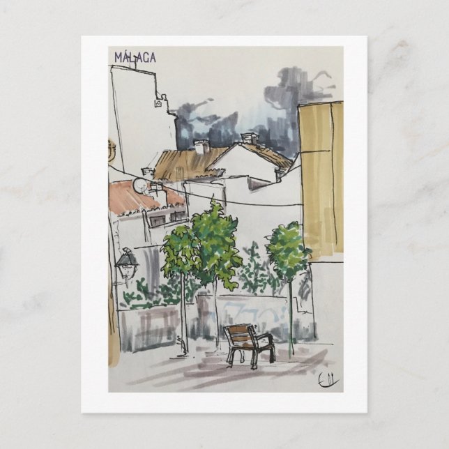 Postal Skethchbook pages. Málaga. Markers (Anverso)