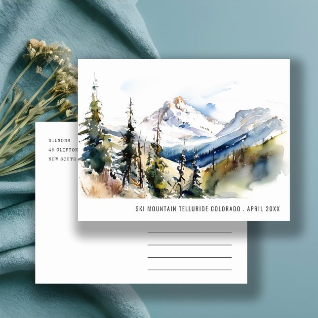 Postal Ski Mountain Telluride Colorado Watercolor Travel (Subido por el creador)