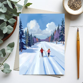 Postal Ski Trail | Mountain Skiing Watercolor Winter