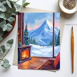 Postal Ski Trip | Mountain Lodge Watercolor Winter