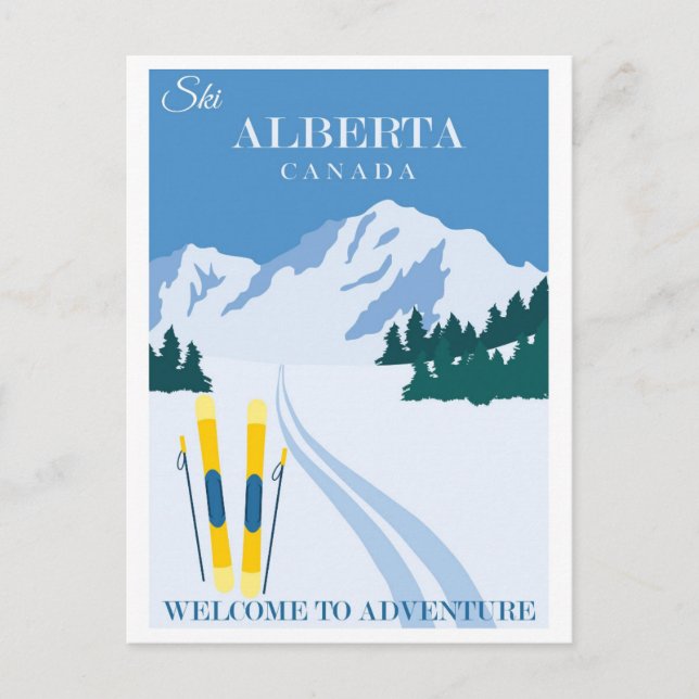 Postal Ski vintage Alberta Canada (Anverso)