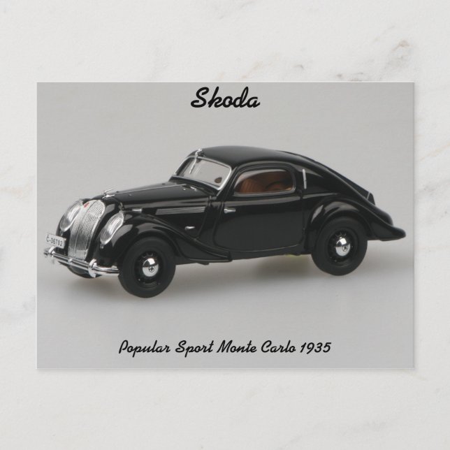 Postal Skoda Popular Sport Monte Carlo 1935 (Anverso)