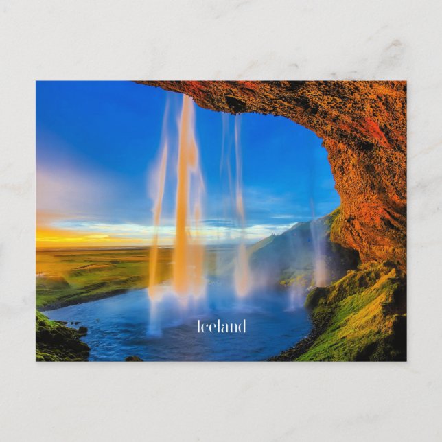 Postal Skogafoss de Islandia, hermosa fotografía de paisa (Anverso)
