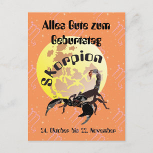 Postal Skorpion 24. Octubre bis 22 Noviembre Postkarte