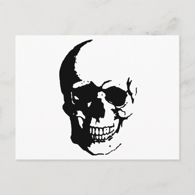 Postal Skull - Arte Metalizado negro y blanco (Anverso)