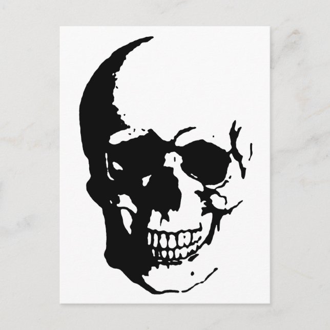 Postal Skull - Arte Metalizado negro y blanco (Anverso)