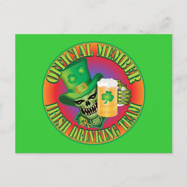 Postal Skull del equipo de bebidas irlandés (Anverso)
