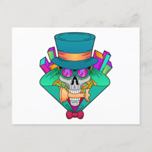 Postal Skull en ajedrez con pieza de ajedrez Rook