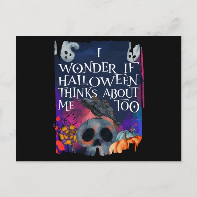 Postal Skull Ghost Halloween también piensa en mí (Anverso)