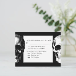 Postal Skull Gothic Halloween Boda Reply Card