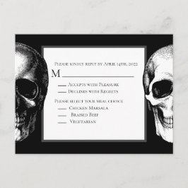 Postal Skull Gothic Halloween Boda Reply Card