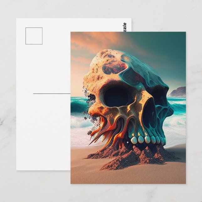 Postal Skull on the beach (Anverso / Reverso)