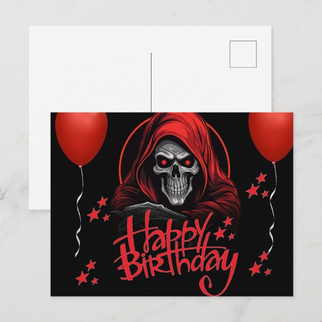 Postal Skull rouge (Anverso / Reverso)