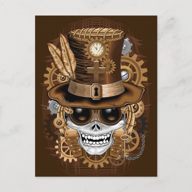 Postal Skull Steampunk Voodoo Retro Machine (Anverso)