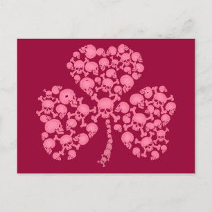 Postal Skulls de Shamrock rosa