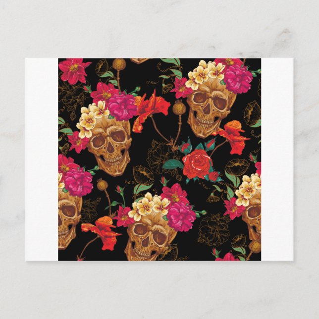 Postal Skulls florales (Anverso)
