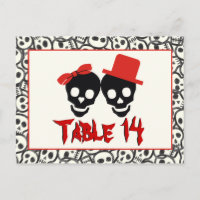Skulls Halloween rojo boda número de tabla