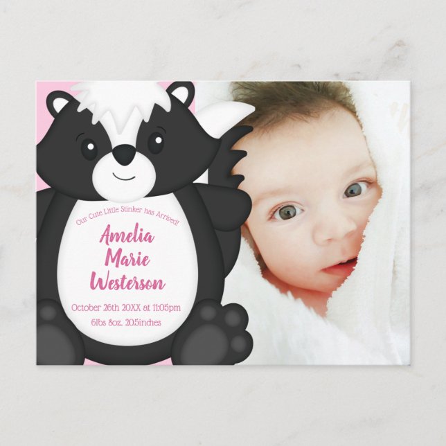 Postal Skunk Baby Shower Pink (Anverso)