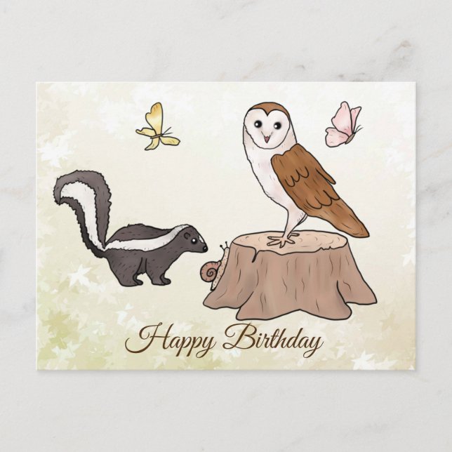 Postal Skunk und Eule  (Anverso)