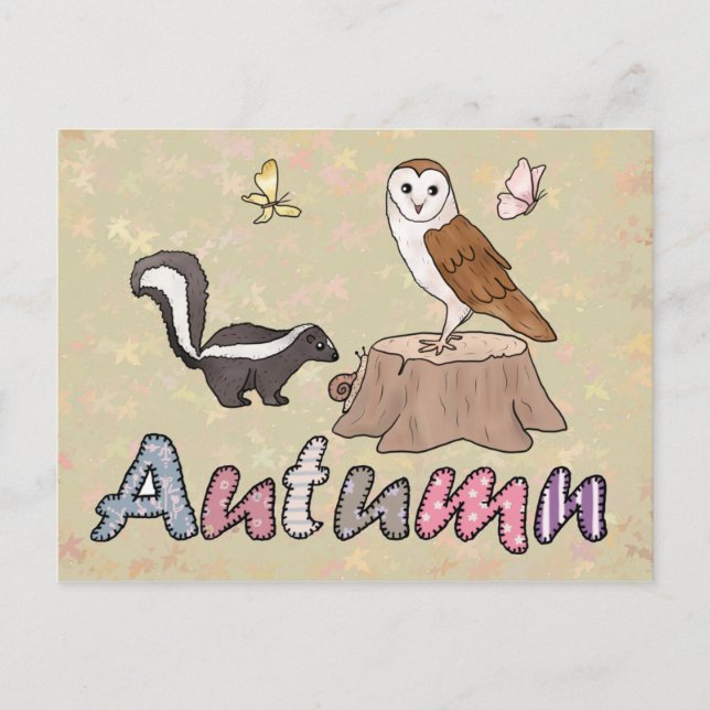 Postal Skunk und Eule (Anverso)