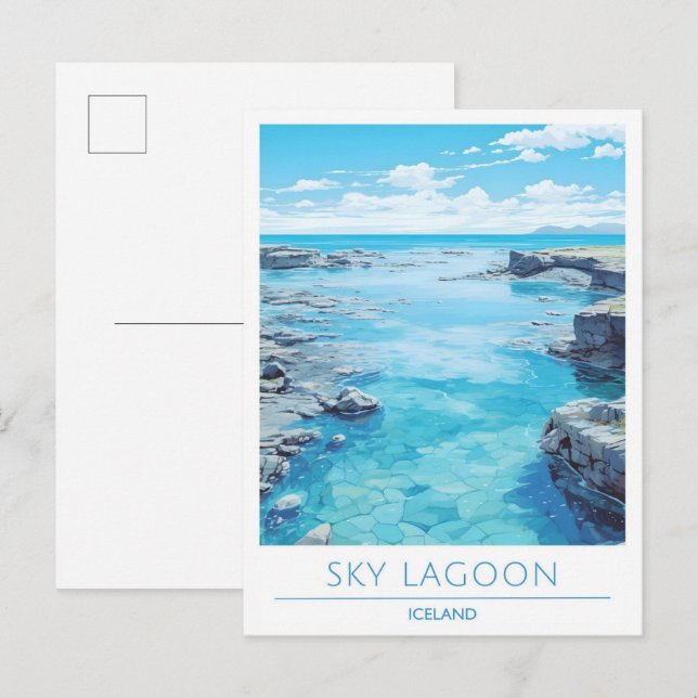 Postal Sky Lagoon Islandia Viaje Vintage (Anverso / Reverso)
