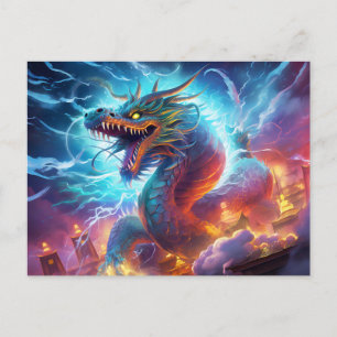 Postal Skybreaker – Dragón Chino de Aerógrafo sobre Ciuda