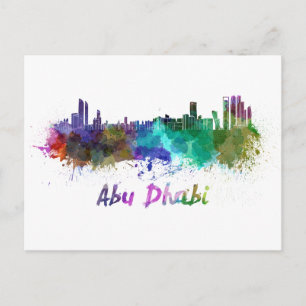 Postal Skyline Abu Dhabi en acuarela