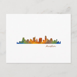 Postal Skyline acuática de Austin Texas v1