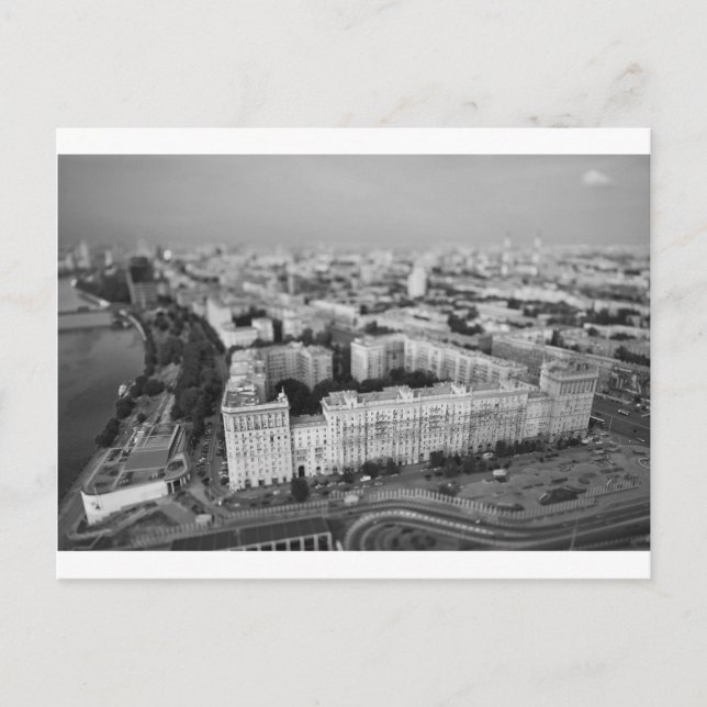 Postal Skyline B&W de Moscú (Anverso)