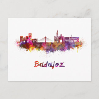 Postal Skyline Badajoz en acuarela