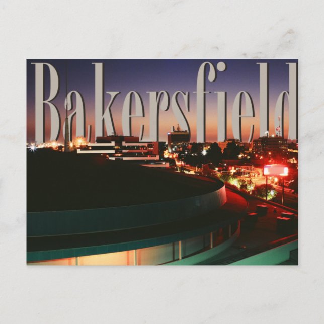 Postal Skyline Bakersfield con Bakersfield en el cielo (Anverso)