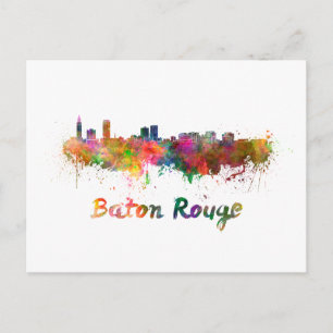 Postal Skyline Baton Rouge en una copia acuarela