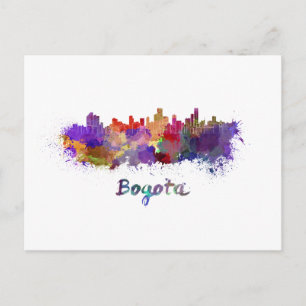 Postal Skyline bogota en acuarela
