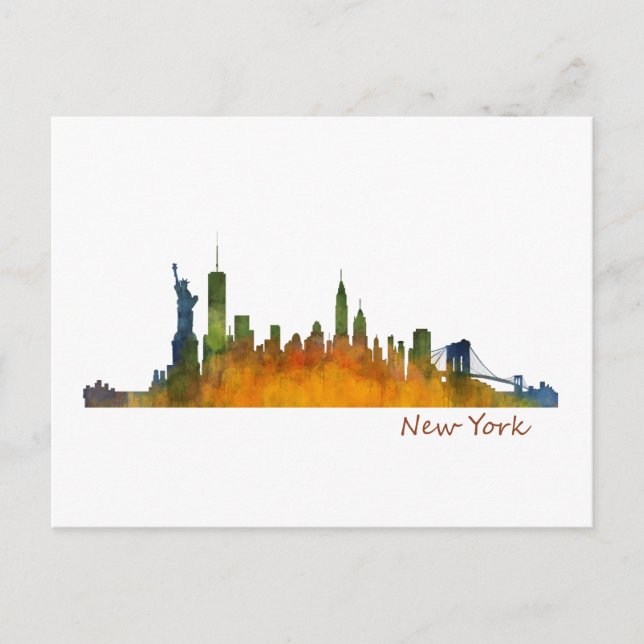 Postal Skyline de acuarela de Nueva York (Anverso)