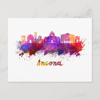 Postal Skyline de Ancona en acuarela