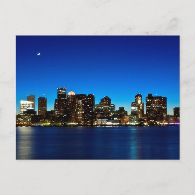 Postal Skyline de Boston con luna (Anverso)
