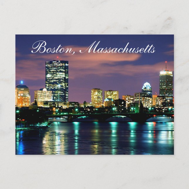 Postal Skyline de Boston Massachusetts en Sunset Postcard